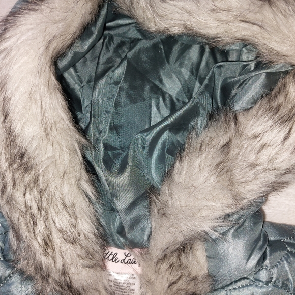 Quilted Vest with Faux Fur Lined Hood, EUC, by Little Lass - Picture 6 of 12